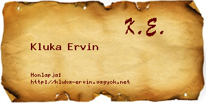 Kluka Ervin névjegykártya