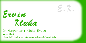 ervin kluka business card